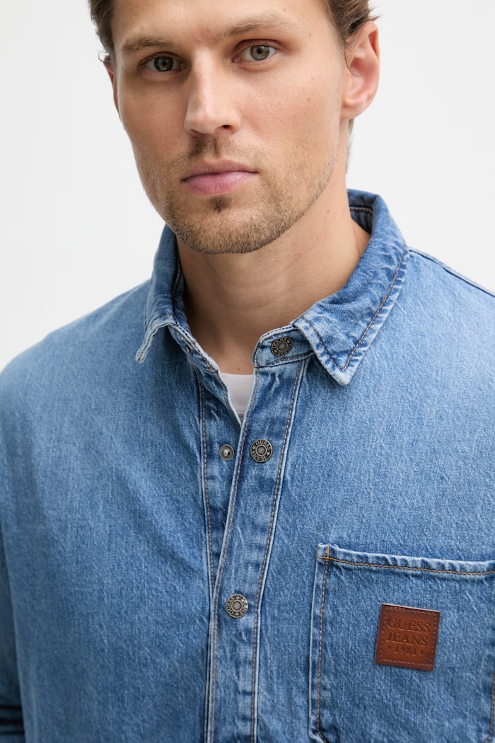 Guess Jeans srajca moška denim modra M6GH51.D5M5V