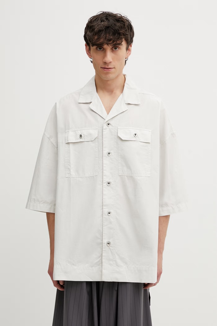 Rick Owens DRKSHDW Magnum Tommy koszula safari bawełniana męska beżowy DU01F4290.CR