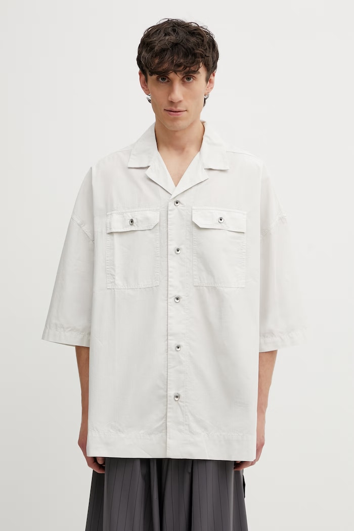 Rick Owens DRKSHDW Magnum Tommy koszula safari bawełniana męska beżowy DU01F4290.CR