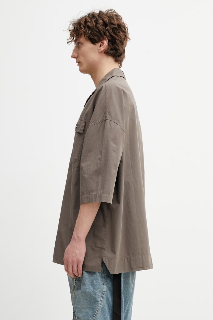 Rick Owens DRKSHDW Magnum Tommy košeľa safari bavlnená pánska DU01F4290.CR hnedá SS26