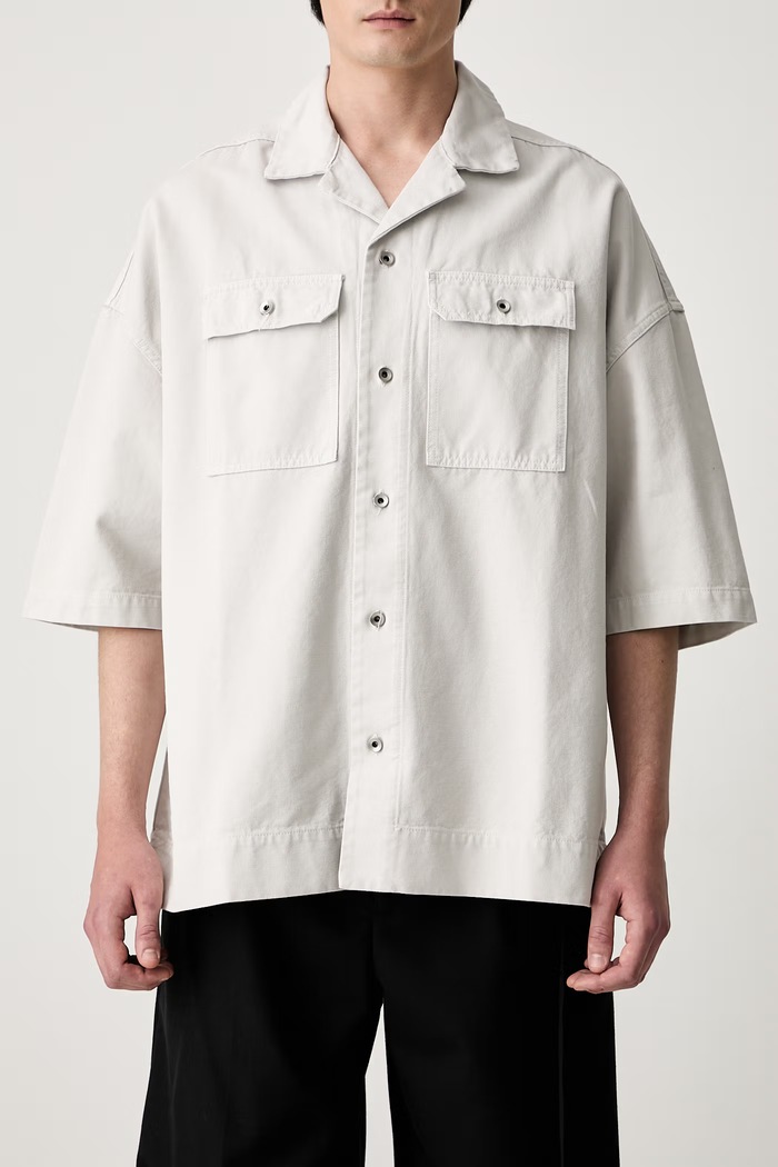 Rick Owens DRKSHDW Magnum Tommy košile bavlněná pánská béžová DU01F4290.CVS