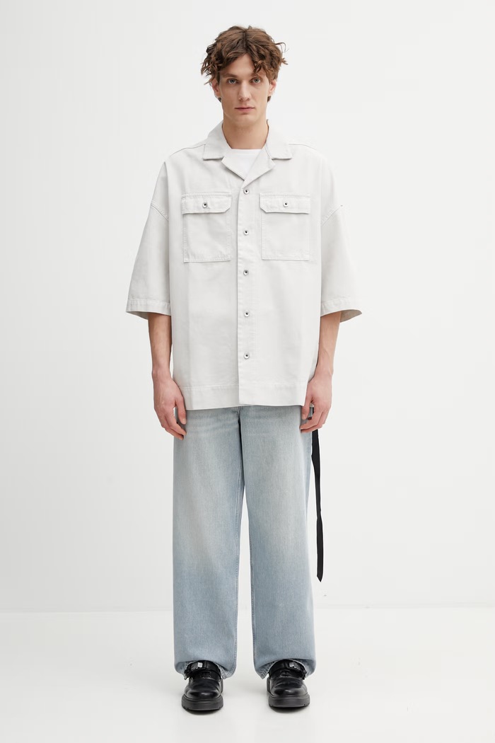 Rick Owens DRKSHDW Magnum Tommy πουκάμισο βαμβακερό ανδρικό DU01F4290.CVS μπεζ