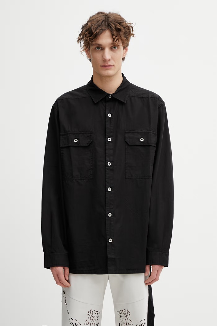 Rick Owens DRKSHDW Jumbo πουκάμισο βαμβακερό ανδρικό μαύρο DU01F4297.CR