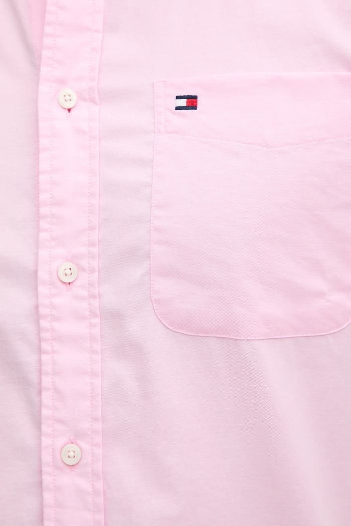 Tommy Hilfiger košeľa pánska bavlnená s elastanom MW0MW42285 ružová