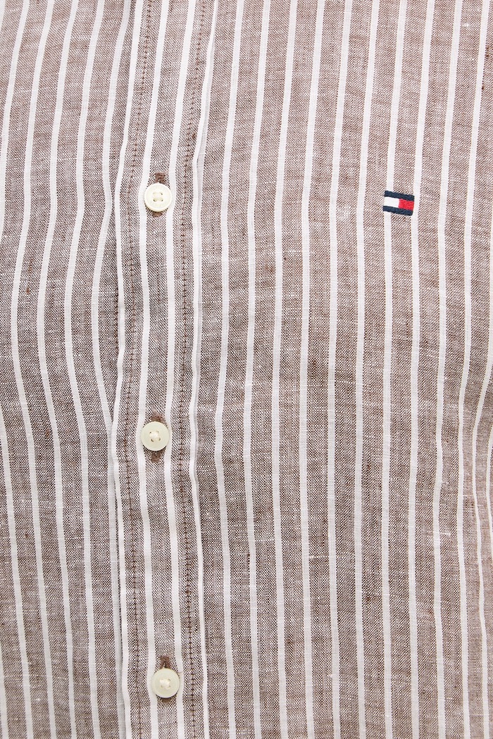 Tommy Hilfiger košeľa pánska ľanová MW0MW42400 hnedá