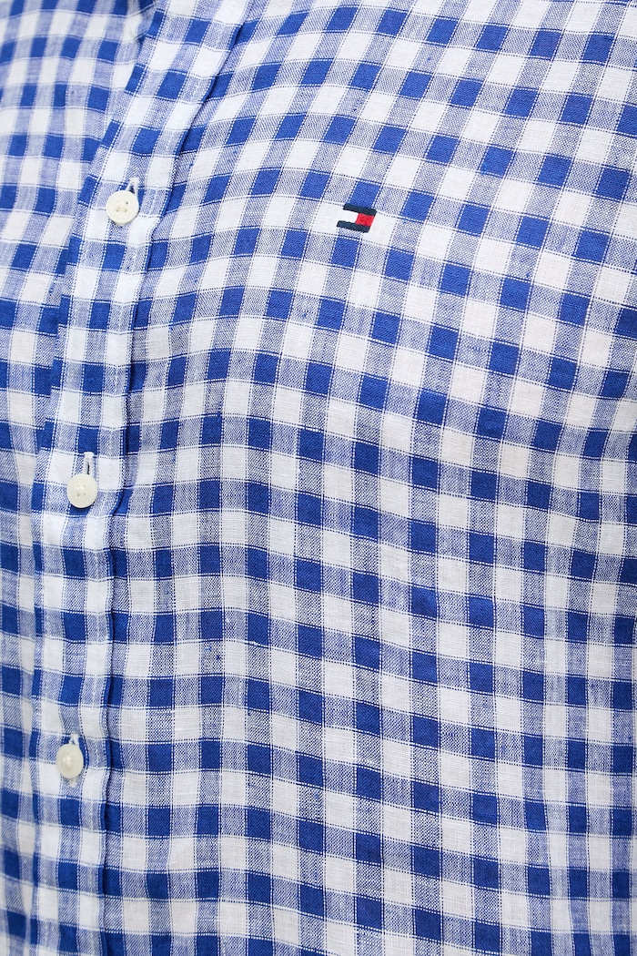 Tommy Hilfiger košeľa pánska ľanová MW0MW42401 modrá