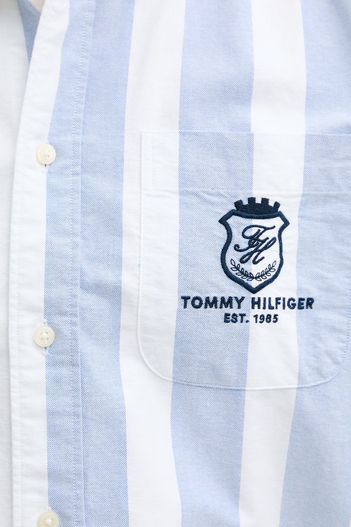 Tommy Hilfiger košeľa pánska bavlnená MW0MW43073 modrá