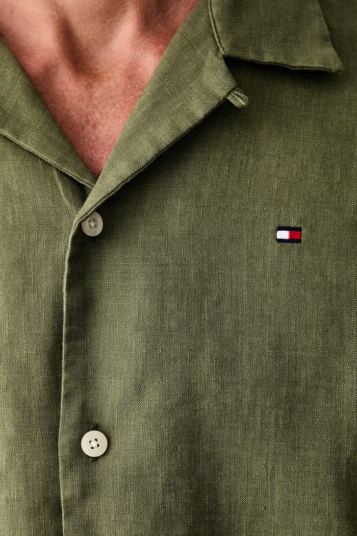Tommy Hilfiger košulja za muškarce s lanom MW0MW43090 zelena