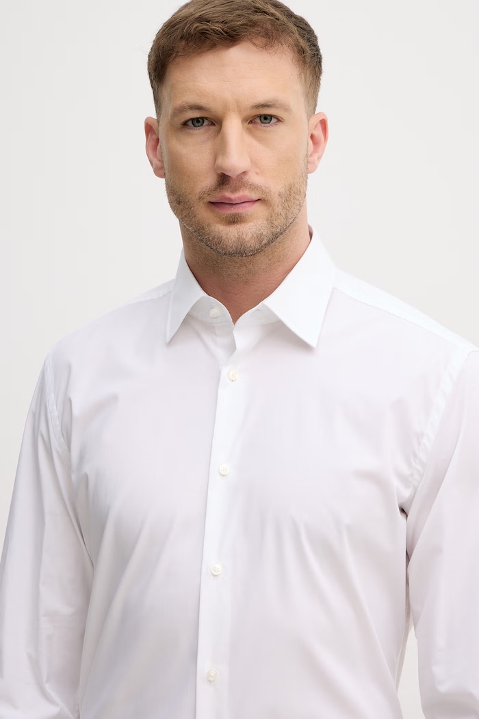 BOSS košeľa pánska bavlnená HANK biela 50560574