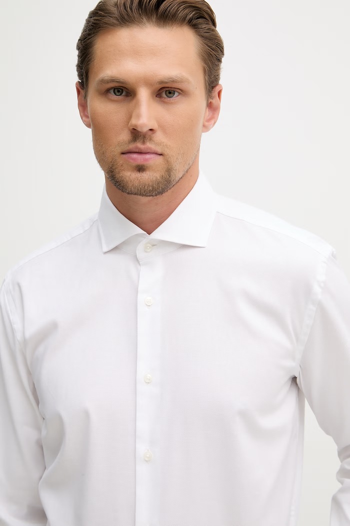 BOSS koszula męska bawełniana z elastanem HANK biały 50560607