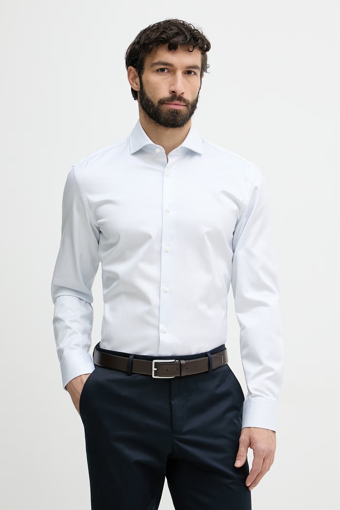 BOSS košeľa pánska bavlnená HANK modrá 50560651