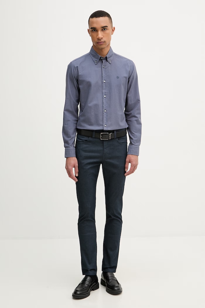 BOSS košeľa oxford pánska bavlnená ROAN 50555920 modrá SS26