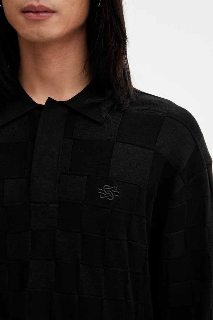 Filling Pieces Rugby sweter z wiskozą męski czarny 412675500243.130