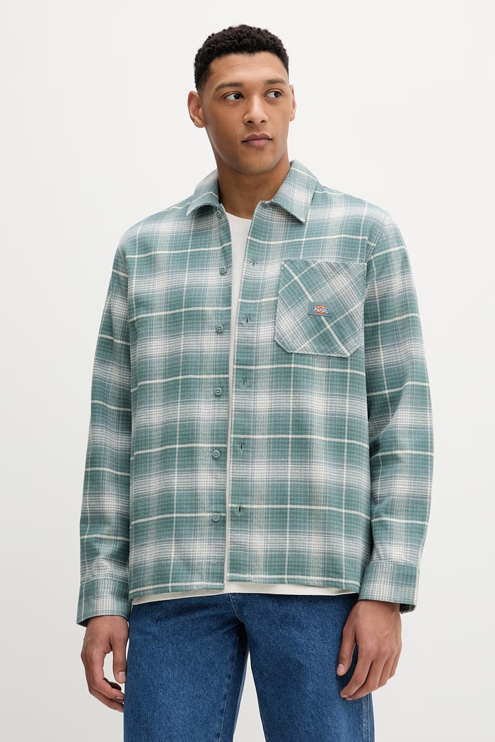 Dickies cămașă din bumbac cu modele turcoaz DK0A8653L371