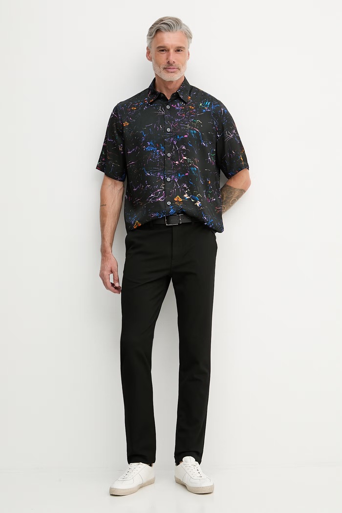 Armani Exchange cămașă pentru bărbați, cu vâscoză XM002106.AF13235 negru SS26
