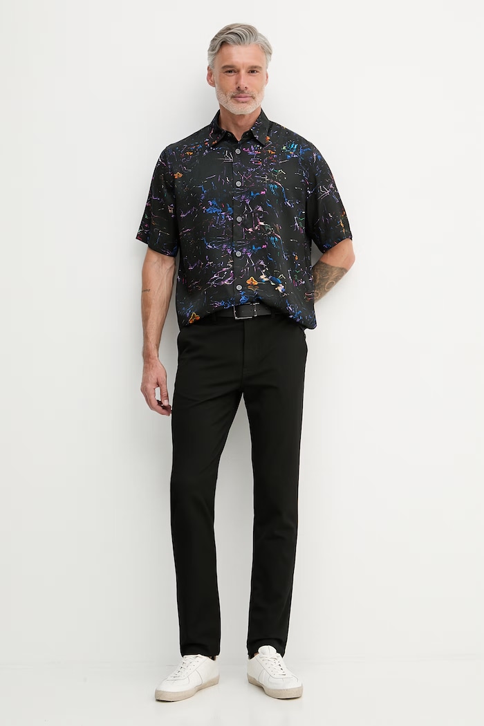 Armani Exchange cămașă pentru bărbați, cu vâscoză XM002106.AF13235 negru SS26