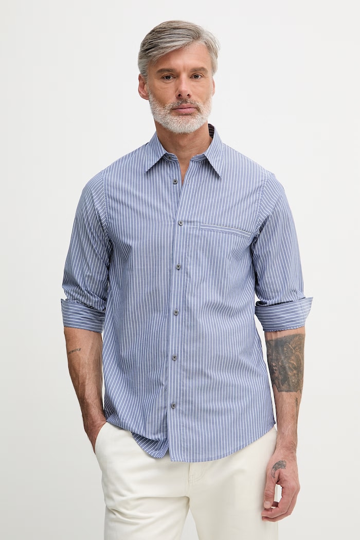 Armani Exchange Cămașă pentru bărbați bumbac albastru XM002113.AF22549