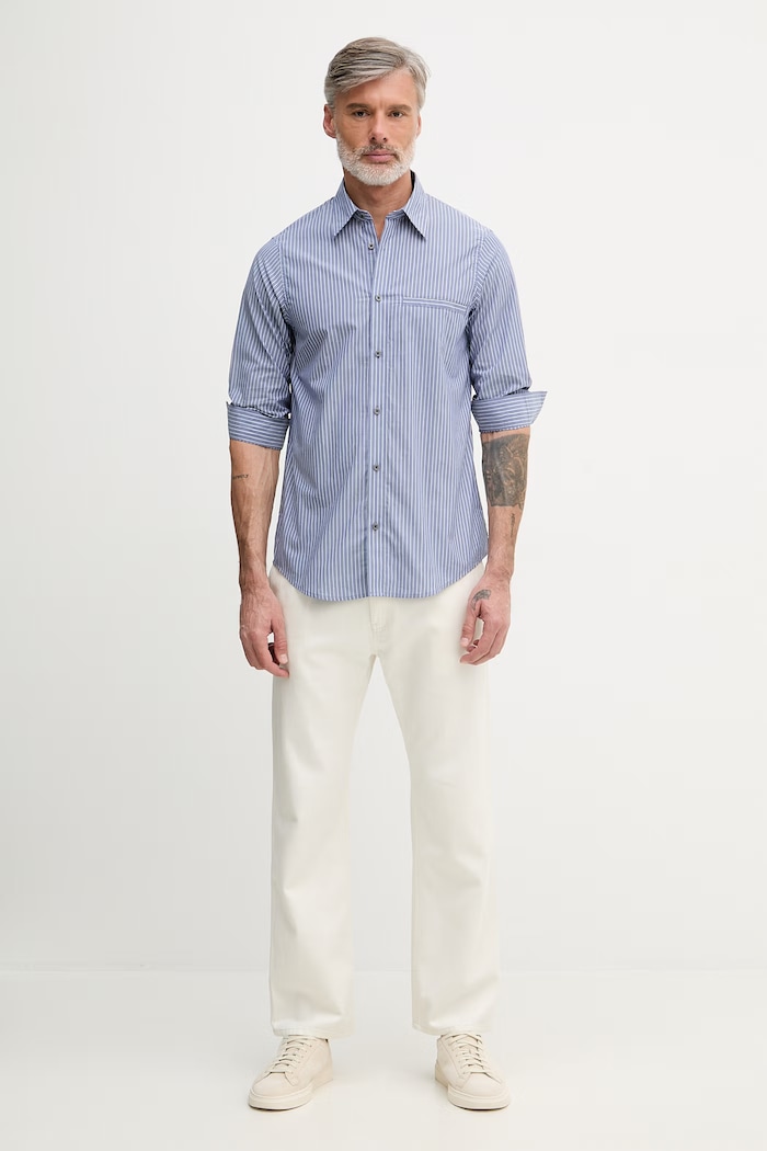 Armani Exchange Cămașă pentru bărbați bumbac XM002113.AF22549 albastru SS26