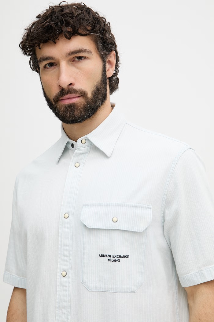Armani Exchange cămașă pentru bărbați, din bumbac albastru XM002266.AF22638