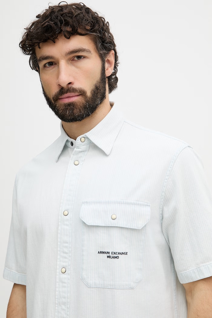 Armani Exchange cămașă pentru bărbați, din bumbac albastru XM002266.AF22638