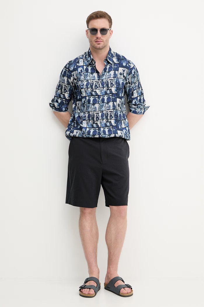 Armani Exchange košeľa pánska z viskózy XM002280.AF13235 modrá SS26