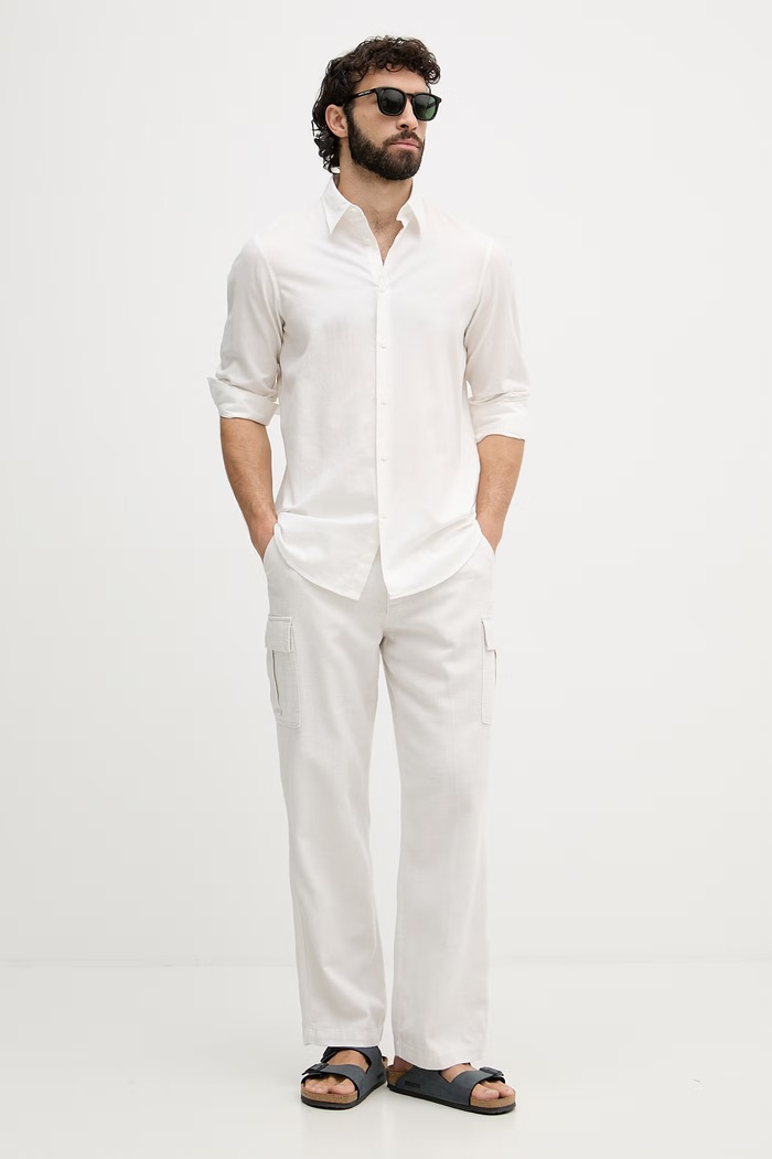 Armani Exchange srajca moška bombažna z elastanom XM002290.AF22863 bela SS26