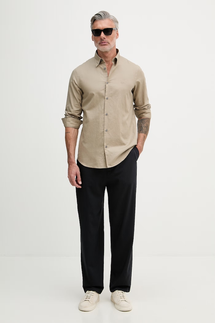 Armani Exchange srajca moška bombažna z elastanom XM002290.AF22863 bež SS26