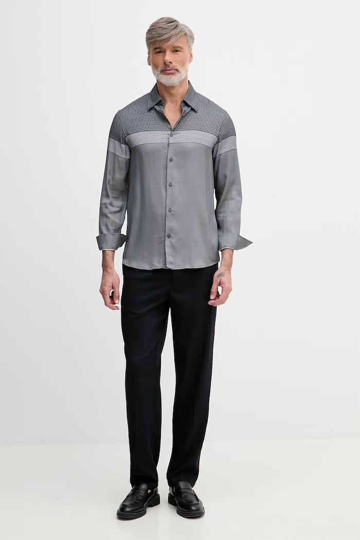 Armani Exchange pánska košeľa z viskózy XM002320.AF13235 tmavomodrá SS26
