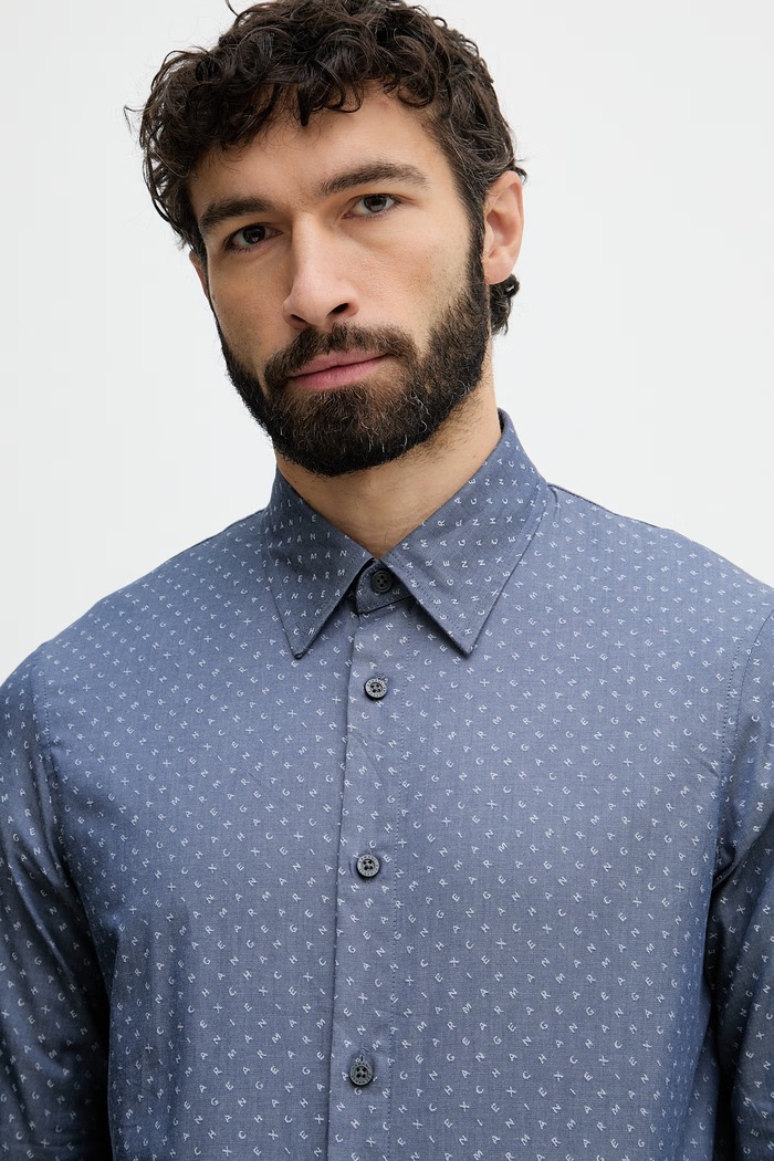 Armani Exchange cămașă pentru bărbați, din bumbac albastru XM002739.AF24681