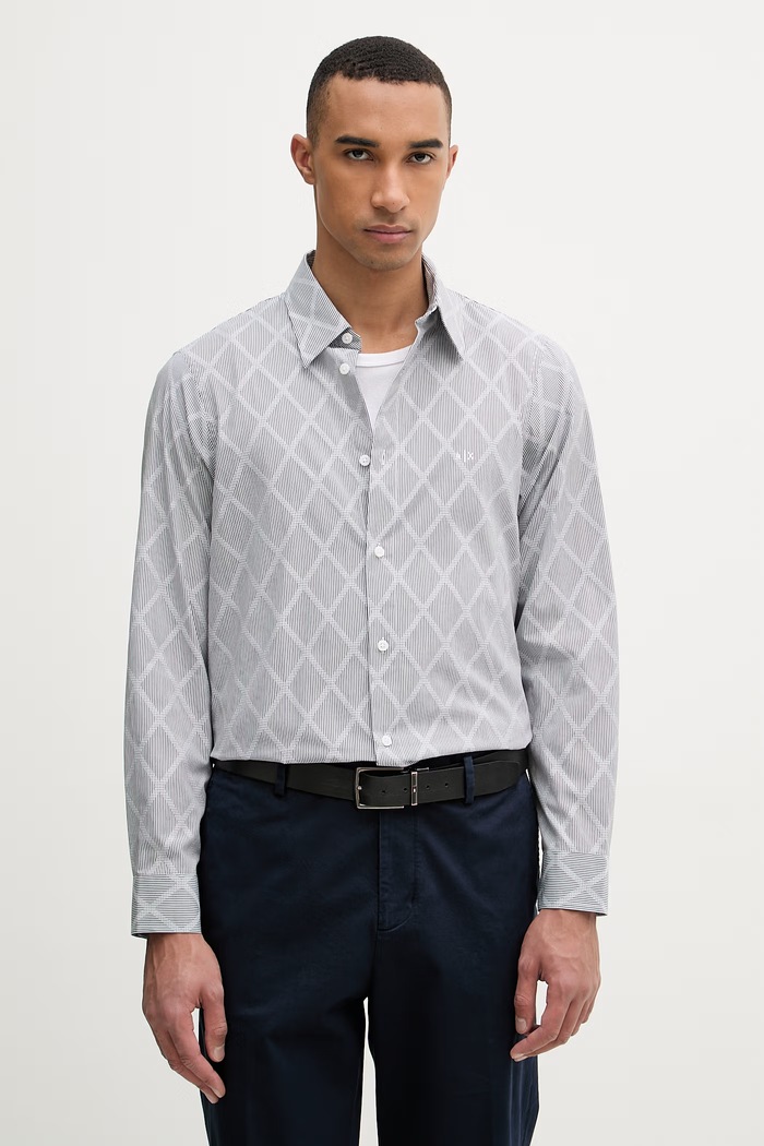 Armani Exchange cămașă pentru bărbați, din bumbac gri XM002812.AF24577