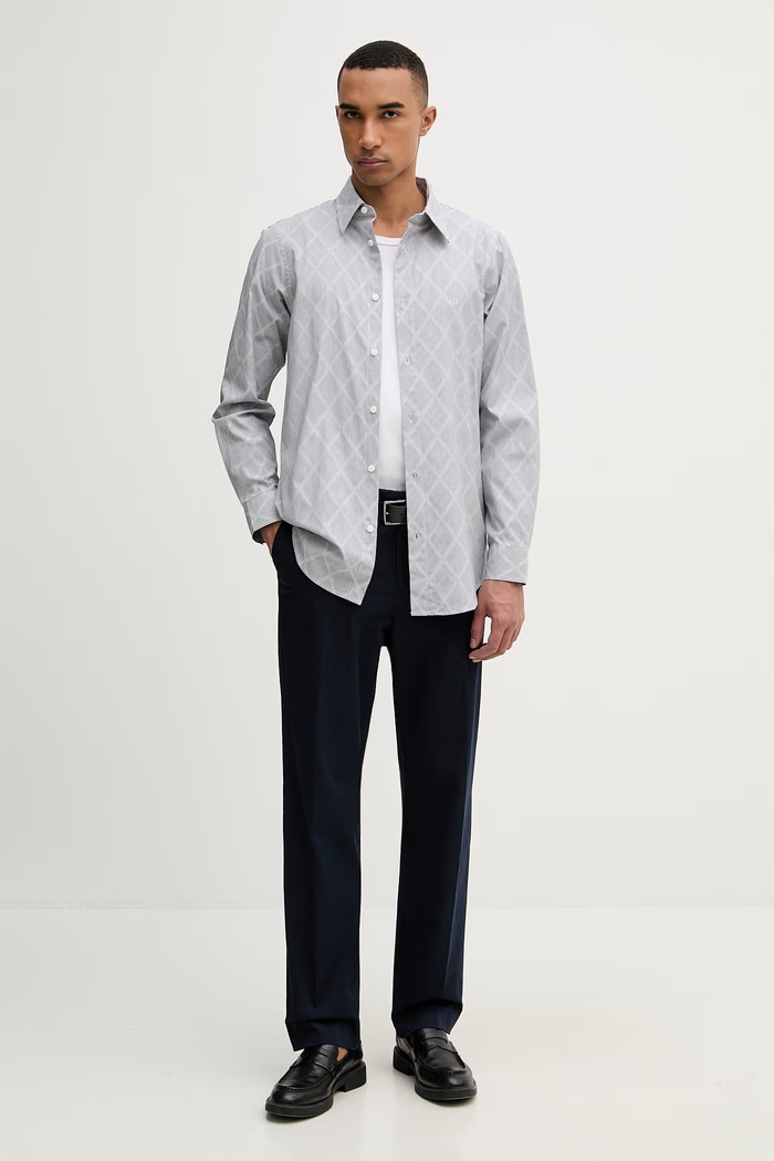 Armani Exchange cămașă pentru bărbați, din bumbac XM002812.AF24577 gri SS26