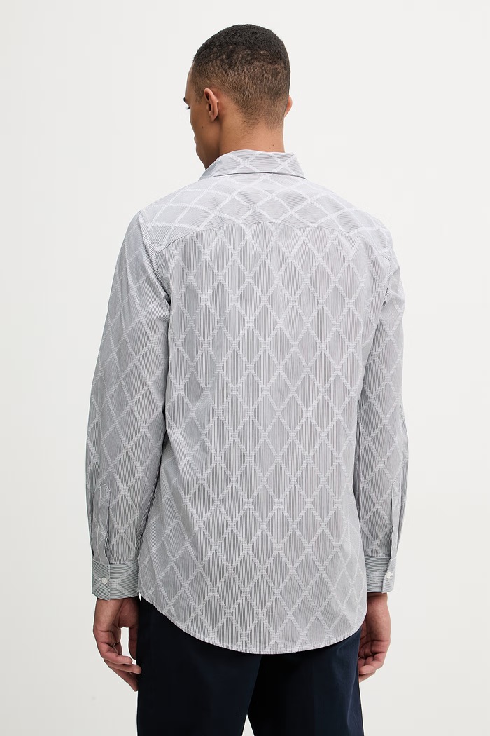 Îmbrăcăminte Armani Exchange cămașă pentru bărbați, din bumbac XM002812.AF24577 gri