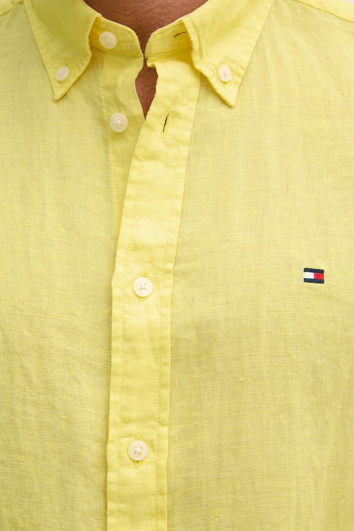 Tommy Hilfiger košeľa pánska ľanová MW0MW41530 žltá