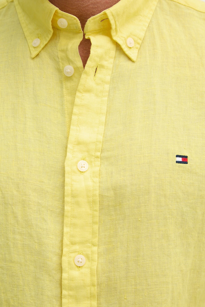 Tommy Hilfiger košeľa pánska ľanová MW0MW41530 žltá