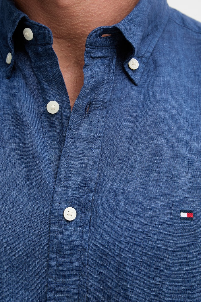Tommy Hilfiger риза мъжка от лен MW0MW41530 тъмносин