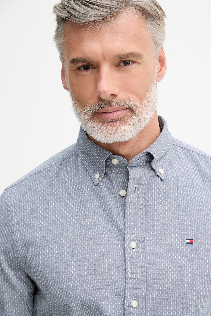 Tommy Hilfiger košeľa pánska bavlnená sivá MW0MW42442