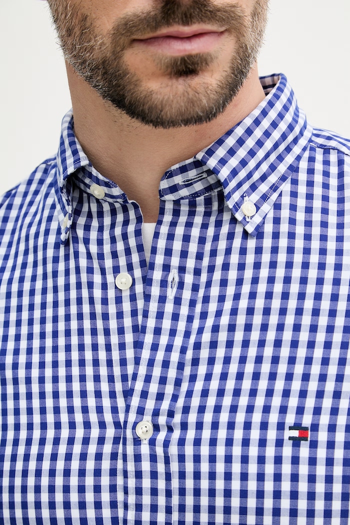 Tommy Hilfiger košeľa pánska bavlnená MW0MW42445 modrá