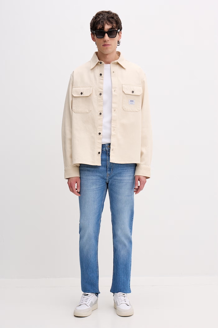 HUGO Blue férfi farmer ing Ekynone 50560699 bézs SS26