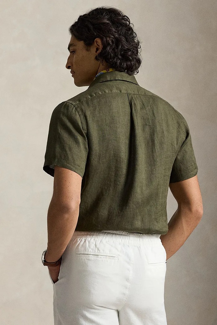 Πουκάμισο από λινό Polo Ralph Lauren LINEN V1-CUBDPPCS 710968912503 πράσινο SS26
