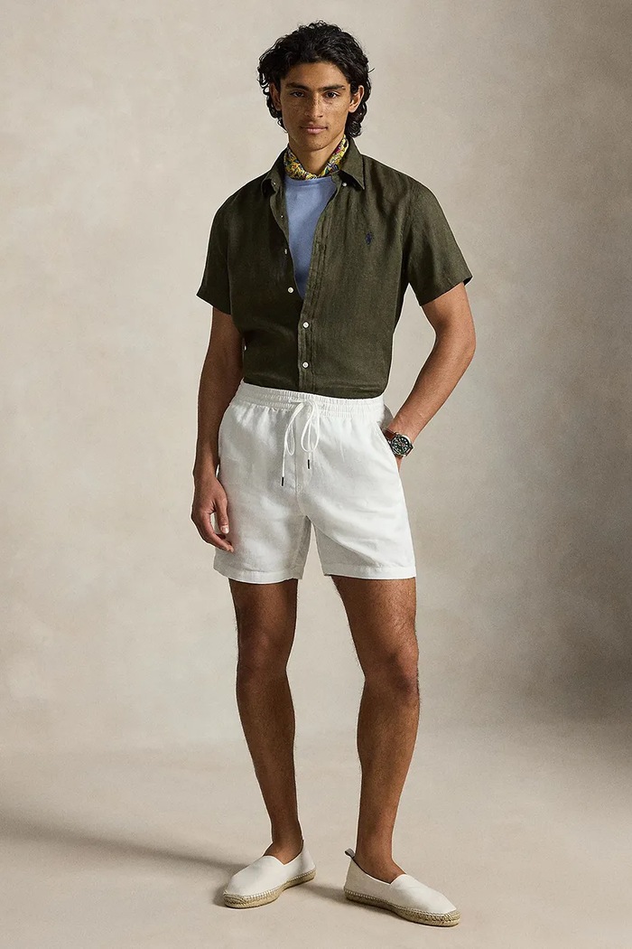 Ρούχα Πουκάμισο από λινό Polo Ralph Lauren LINEN V1-CUBDPPCS 710968912503 πράσινο