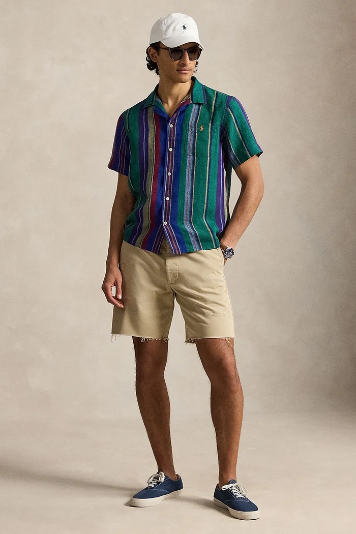 Ρούχα Polo Ralph Lauren YD LINEN V1-WVN-SHIRT πουκάμισο λινό Ανδρικό 710B14232001 μπλε