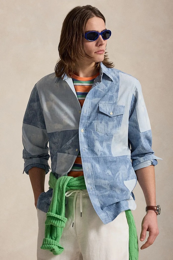 Βαμβακερό πουκάμισο Polo Ralph Lauren CHAMBRAY-WVN-SHIRT βαμβάκι μπλε 710B14260001