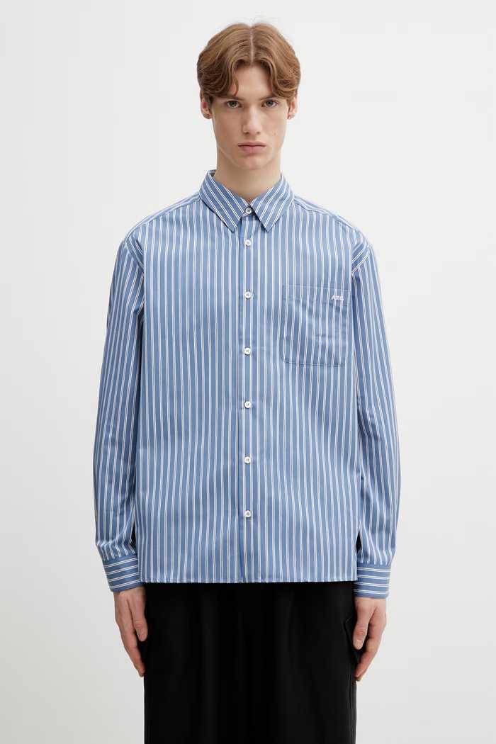 Pamučna košulja A.P.C. Malo Logo relaxed plava COHLH.H12553