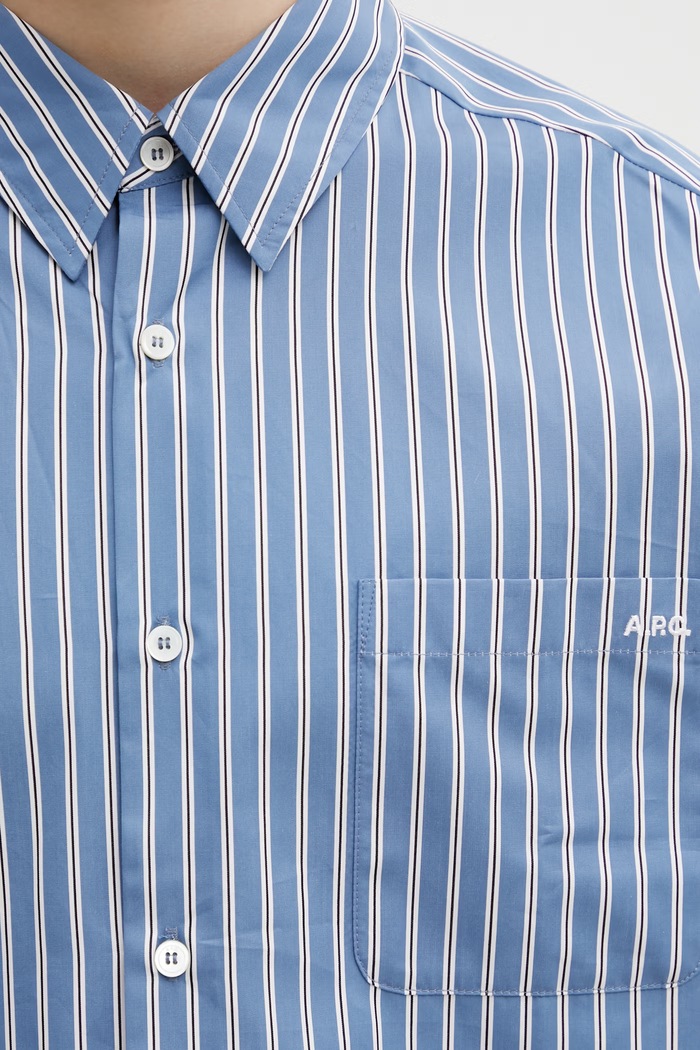Pamučna košulja A.P.C. Malo Logo plava COHLH.H12553