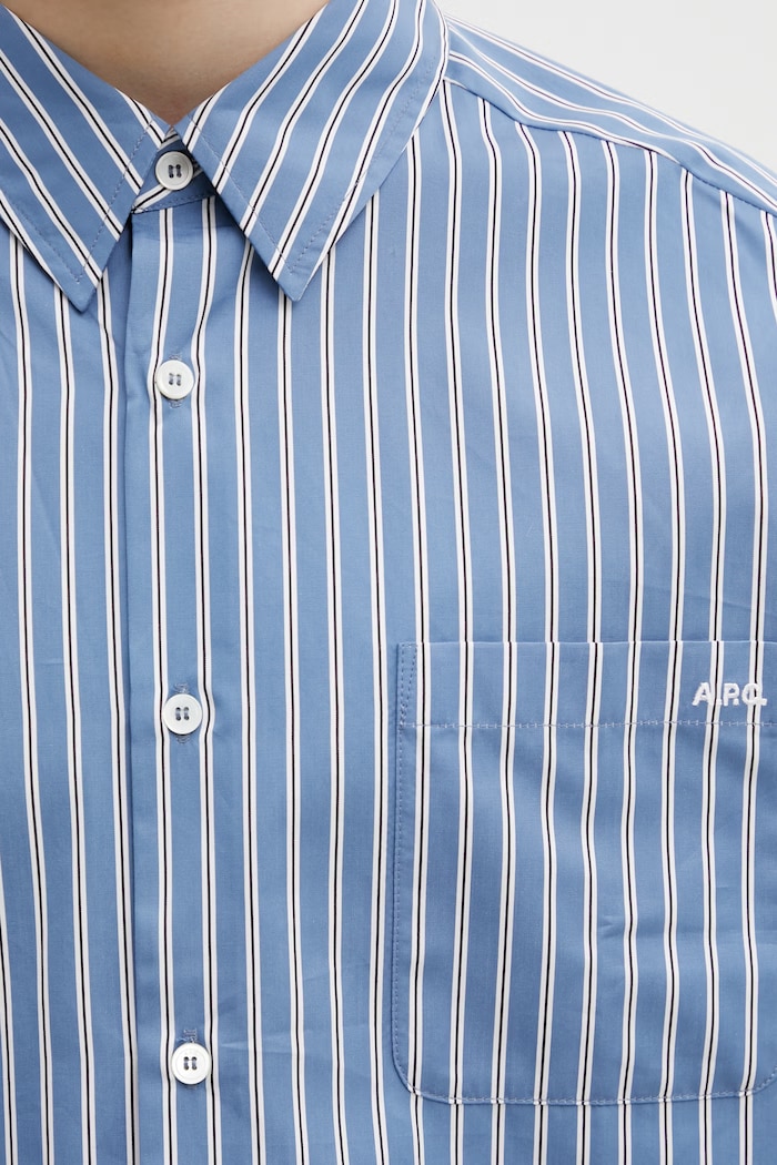 Pamučna košulja A.P.C. Malo Logo plava COHLH.H12553