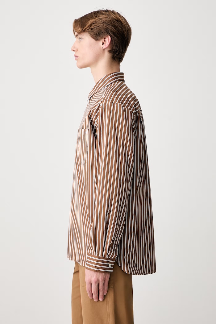A.P.C. Malo Logo koszula bawełniana męska COHLH.H12553 brązowy SS26