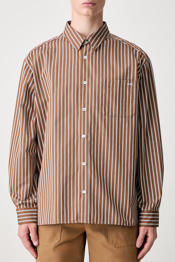 A.P.C. Malo Logo košulja od pamuka za muškarce smeđa COHLH.H12553