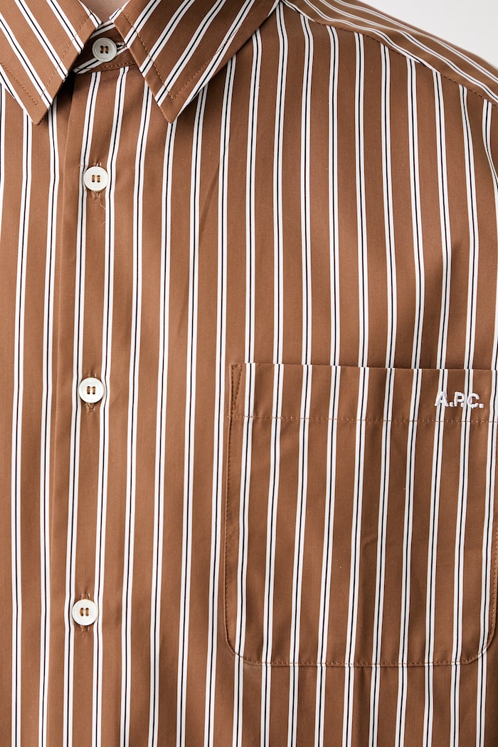 A.P.C. Malo Logo koszula bawełniana męska COHLH.H12553 brązowy