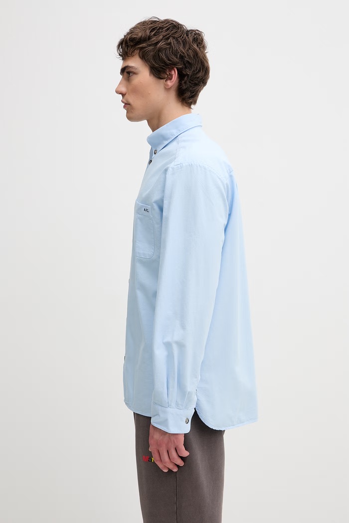 A.P.C. cămașă pentru bărbați, din bumbac Mateo Logo COHOE.H12599 albastru SS26