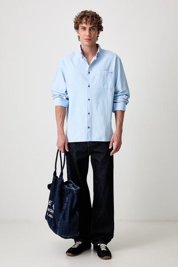 A.P.C. Mateo Logo košeľa bavlnená pánska COHOE.H12599 modrá SS26